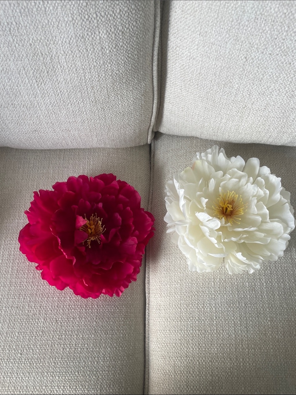Decorative Artificial Peony Flower Set - Ivory and Deep Pink